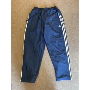 Adidas Track Pant Mens Size S Blue/White 3-Stripe Y2K Drawstring Regular Fit